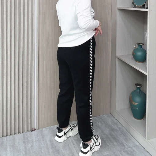 Women's Plus Size Elastic Waist Drawstring Embroidered Sports Pants - Image 4