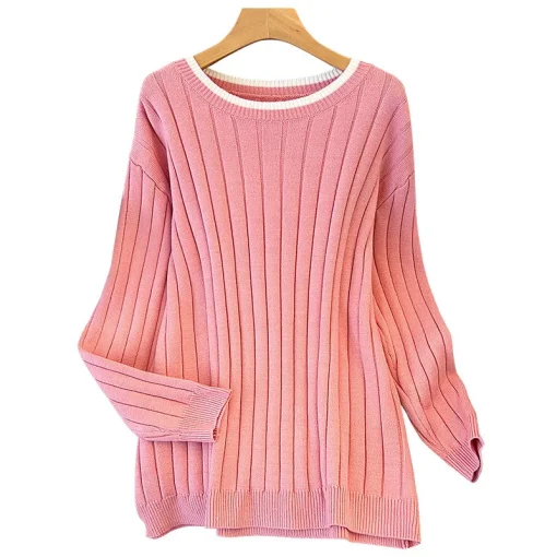 Plus Size Spring Autumn Winter Loose Round Neck Pullover Sweater - Image 6