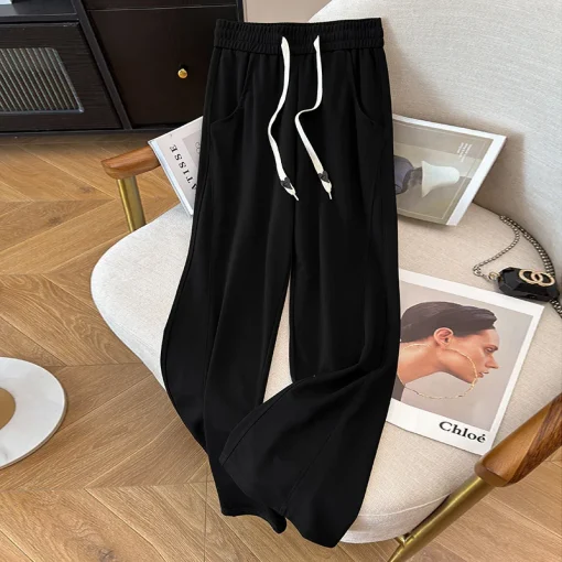 Plus Size Women's Loose High Waisted Straight Leg Crop Pants - Image 3