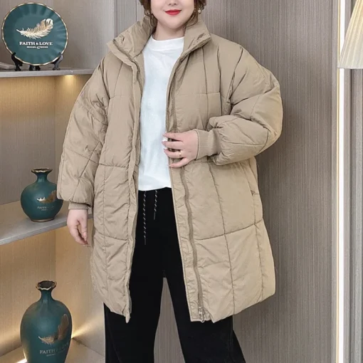 Plus Size Women’s Parka, Thickened Down Cotton Jacket Winter - Image 4