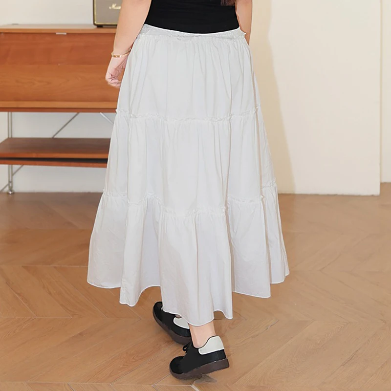 Plus Size Vintage White High Waist A-Line Cake Skirt - Image 4
