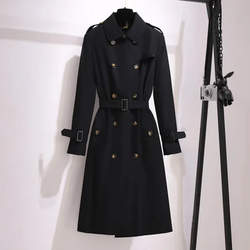 Plus Size Women's Loose Slim Long Lapel Trench Coat