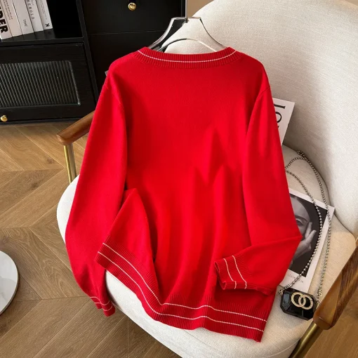 Plus Size Women's Loose Small Fragrant Knit Cardigan - Image 5