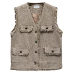 Plus Size Women's Sleeveless V-Neck Chic Autumn Fashion Vest