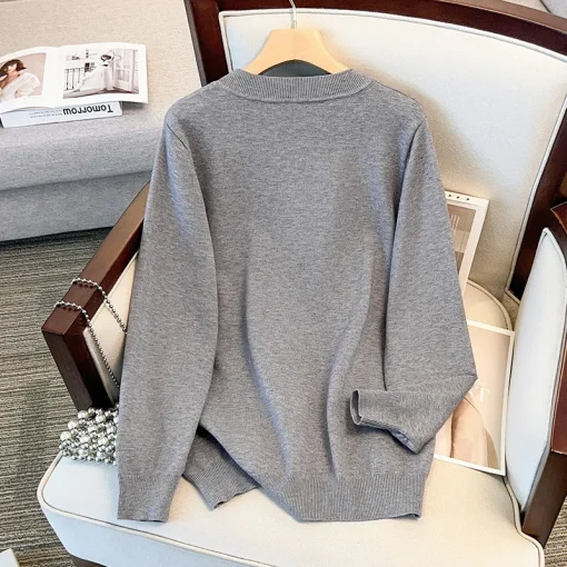 Plus Size Spring Autumn Winter Loose Round Neck Pullover Sweater - Image 5