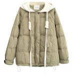 Plus Size Women’s Down Coat Winter Loose Hooded Block Color