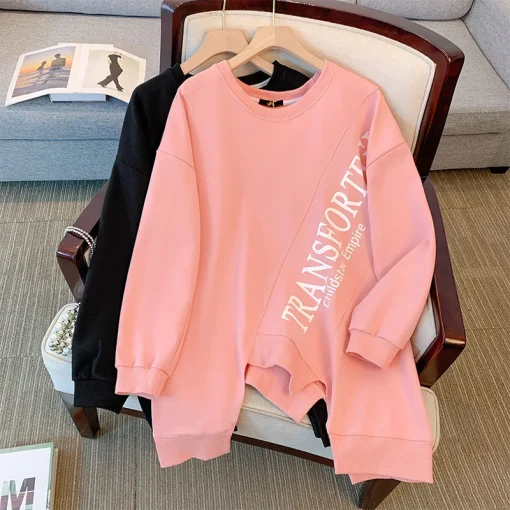 Plus Size Women's Casual Loose Irregular Long Sleeve Sweatshirt