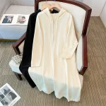 Plus Size Spring Autumn Loose Hooded A-Line Knitted Dress