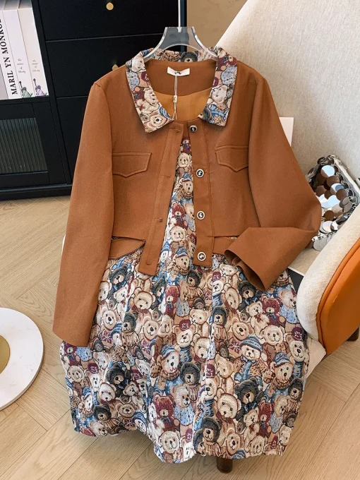 Plus Size Spring Autumn College Style Short Jacket Dress