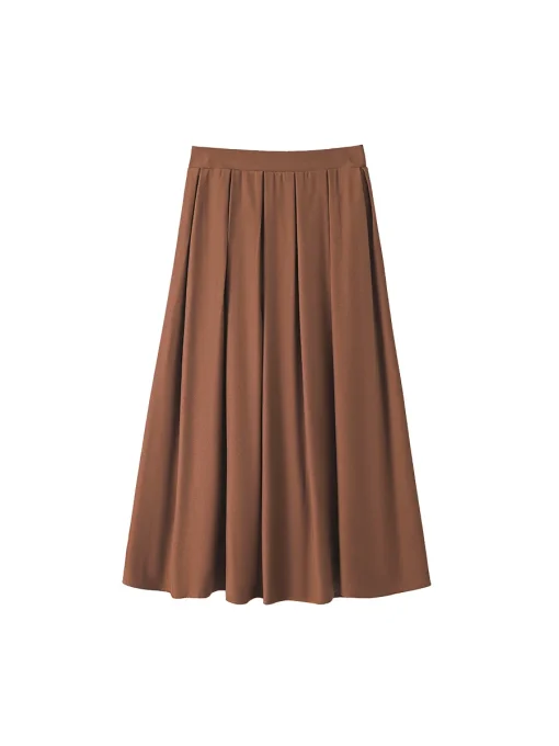 Plus Size High Waist Pleated A-Line Skirt for Women - Image 6