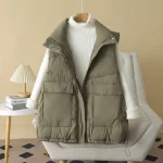 Plus Size Women’s Oversized Down Vest Winter Stand Collar