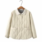Plus Size Women’s Cotton-Padded Shirt Collar Parka Coat