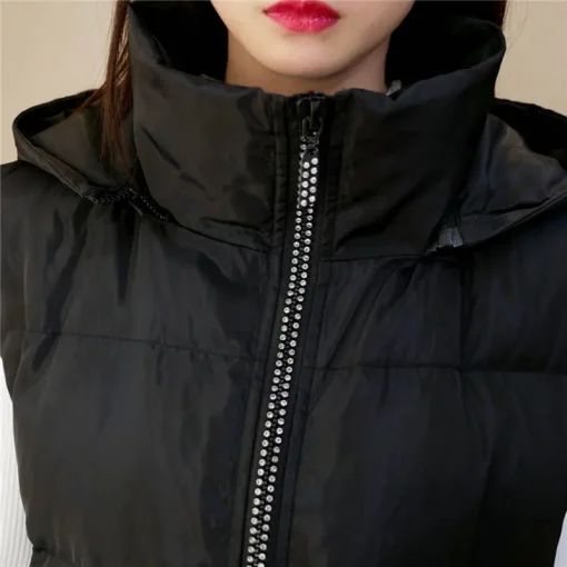 Plus Size Women's Winter Loose Hooded Padded Vest Jacket - Image 6