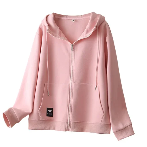 Plus Size Hooded Zip-Up Hoodie Casual Sweatshirt for Women - Image 6