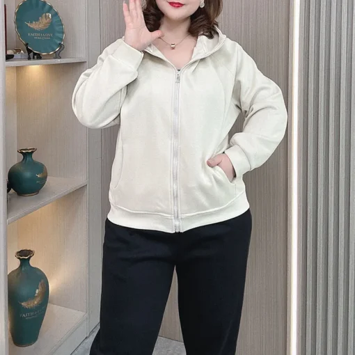 Plus Size Autumn Hoodie Loose Casual Zipper Sweatshirt - Image 2