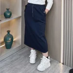Plus Size Women's Fleece-Lined High Waist Preppy Style Skirt