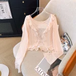 Plus Size Women's Long Sleeved Pink Cardigan Shawl