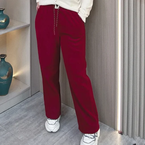 Plus Size Women’s Fleece-Lined Wide Leg Corduroy Pants