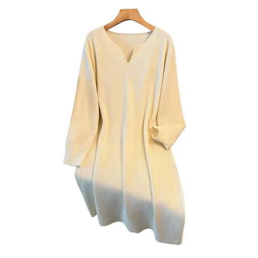 Plus Size Loose Long V-Neck Sweater Dress for Women - Image 6