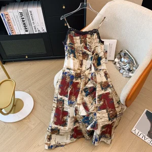 Plus Size Loose Retro Ruffle Edge Camisole Dress