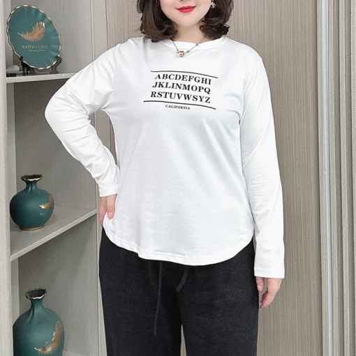 Plus Size Loose Fit Long Sleeve T-Shirt for Women Autumn