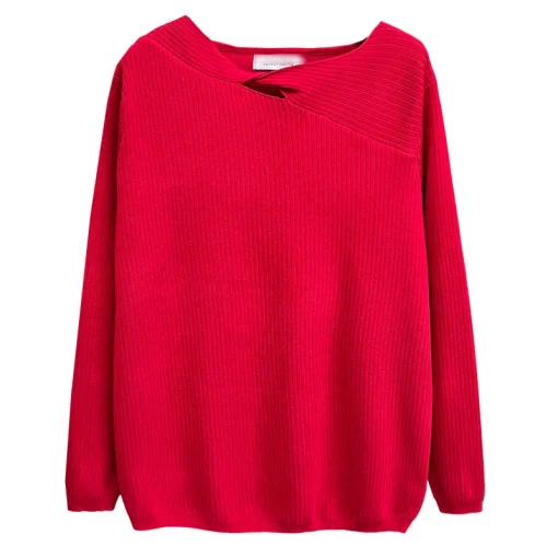 Plus Size Women’s Hollow Neck Knit Pullover Sweater - Image 6