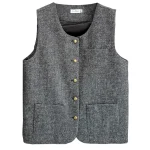 Plus Size Women’s Loose Chic Woolen Vest Spring Fall Jacket