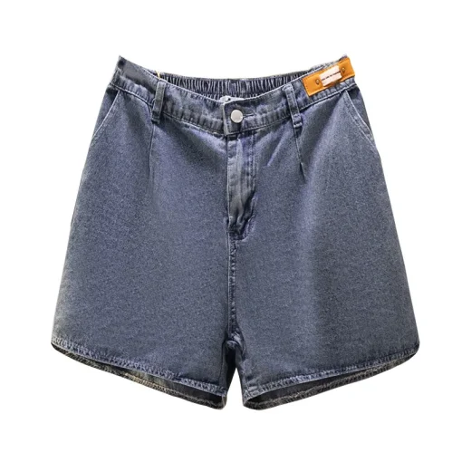 Plus Size Women's Elastic Waist Loose Denim Shorts - Image 6