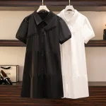 Plus Size Women's Loose Short-Sleeved Temperament Shirt Dress