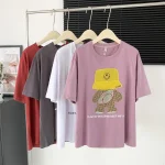 Plus Size Loose Cartoon Round Neck T-Shirt for Summer