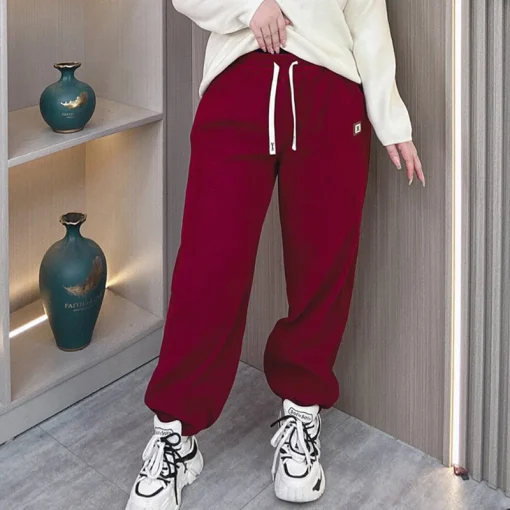 Plus Size Women’s Fleece-Lined Warm Loose Sweatpants