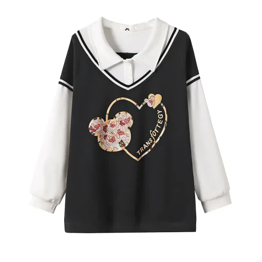 Plus Size Women's Loose College Style Patchwork Sweatshirt Top - Image 6