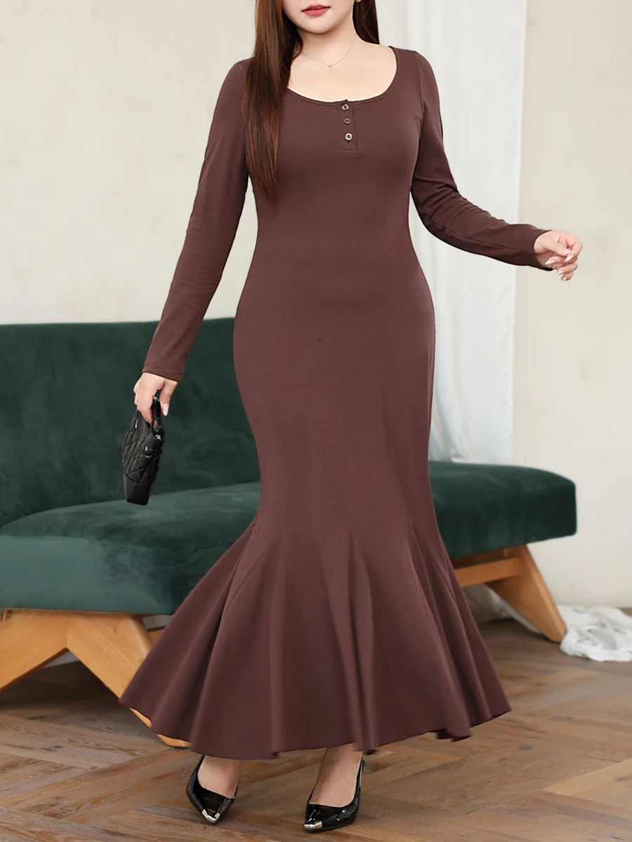 Plus Size Mermaid Slimming Fishtail Swing Dress for Women - Image 2