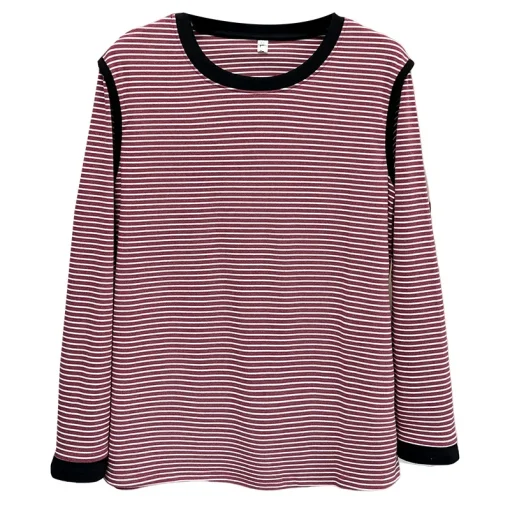 Plus Size Women’s Autumn Winter Block Color Stripes T-Shirt - Image 6