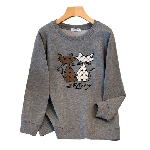 Plus Size Autumn Cartoon Long Sleeve Sweatshirt for Women - Image 6