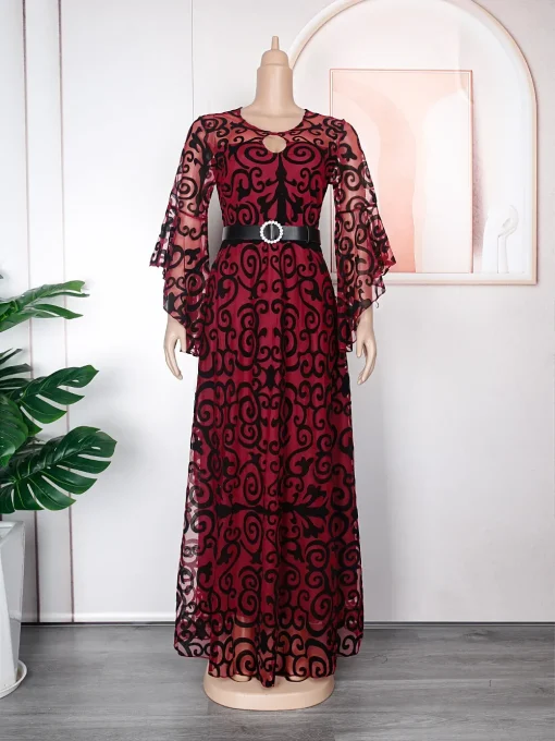 African Women's Long Dress Chiffon Printing Foldable Dress - Image 4