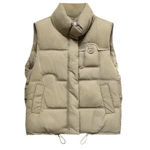 Plus Size Women's Sleeveless Winter Parka Stand Collar Warm Vest