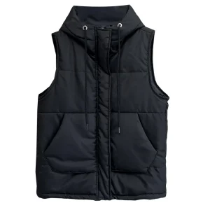 Plus Size Women's Hooded Sleeveless Winter Parka Cotton-Padded Vest