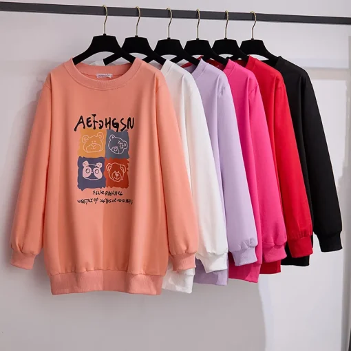 Plus Size Cartoon Print Loose Sweatshirt for Women