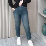 Plus Size High Waist Straight Leg Denim Pants