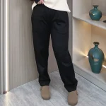 Women's Black Fleece-Lined Harem Pants for Autumn Winter