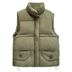Plus Size Women's Thick Stand Collar Sleeveless Winter Vest