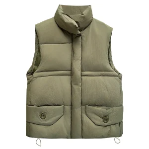 Plus Size Women's Thick Stand Collar Sleeveless Winter Vest