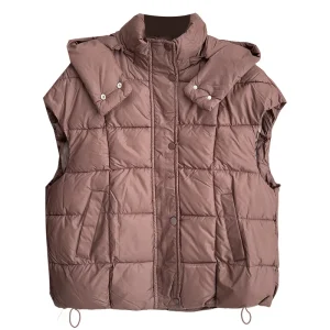 Plus Size Women’s Hooded Sleeveless Cotton-Padded Winter Vest