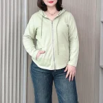 Plus Size Hooded Zipper Cardigan Coat Casual Long Sleeve