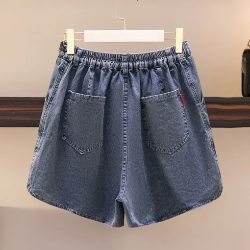 Plus Size Women's Elastic Waist Loose Denim Shorts - Image 3