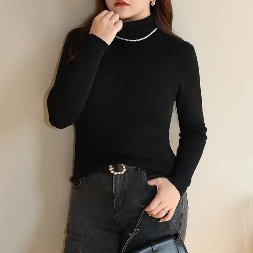 Plus Size Fine-Needle Turtleneck Knit Sweater for Women