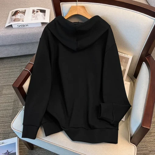 Plus Size Loose Hooded Sweatshirt Cardigan Jacket for Women - Image 5