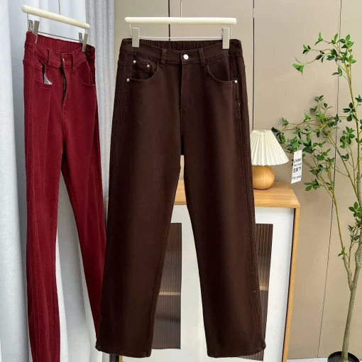 Plus Size High Waist Loose Straight Leg Casual Pants