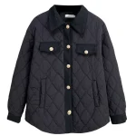 Plus Size Women's Patchwork Argyle Cotton-padded Fall Winter Parka